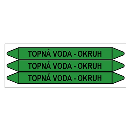 Značení potrubí, topná voda - okruh,3 ks, 355 × 37 mm